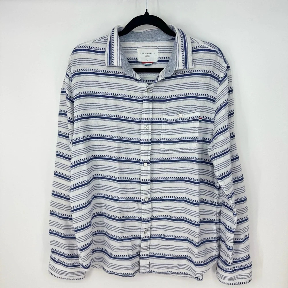 Sol Angeles Striped Collared Button Up Long Sleeve Top